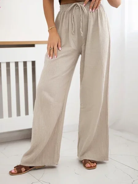 Pantaloni Kesi Włoski din muselină bej