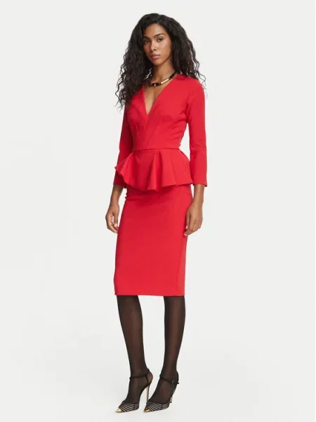 Elisabetta Franchi Коктейлна рокля Fitted Fit червен