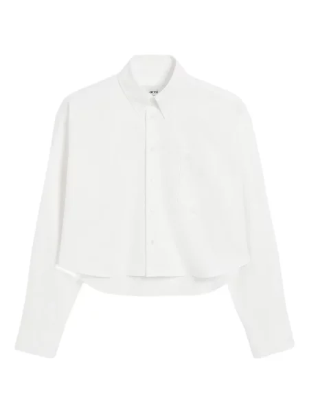 Cămașă Ami Paris cu broderie cu motiv cu inimi din țesătură twill alb