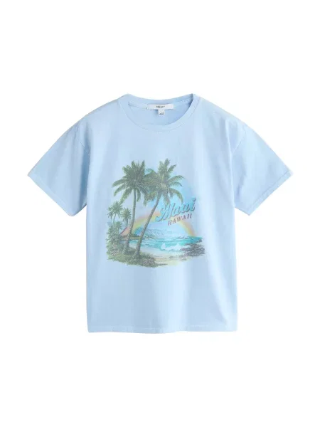 Next Tricou azur / deschis / galben / verde pin albastru