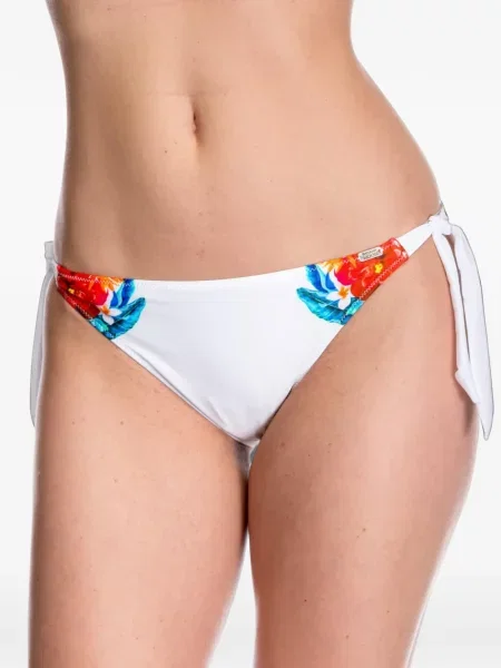 Bikini Banana Moon cu model floral cu imagine cu legături alb