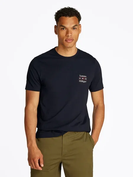 Tommy Hilfiger Tricou Stack Bleumarin alb