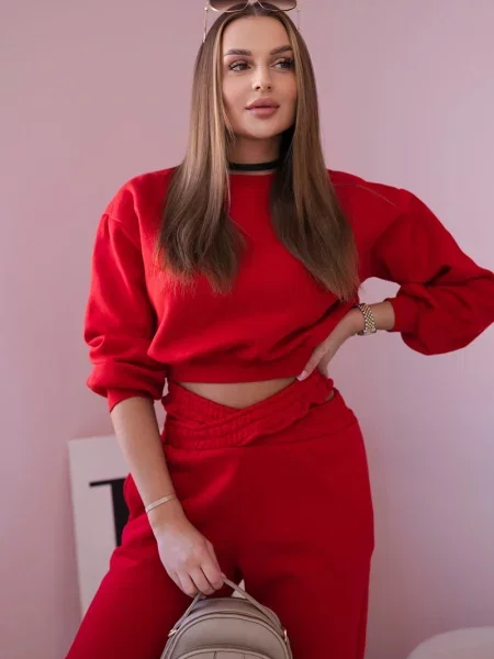 Krótka bluza Kesi ocieplana czerwona