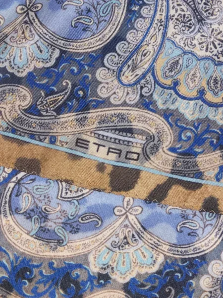 Μεταξωτός κασκόλ Etro paisley μπλε