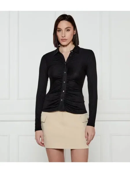 Hosszú ujjú hosszú ing Guess Jeans fekete