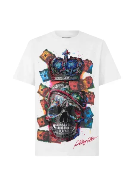 Tricou Philipp Plein cu imagine alb