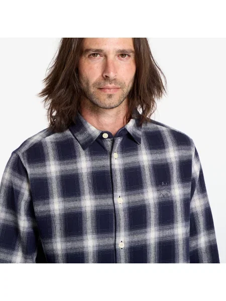 Риза AllSaints HAVEN със свободна кройка с класическа яка тъмносиньо