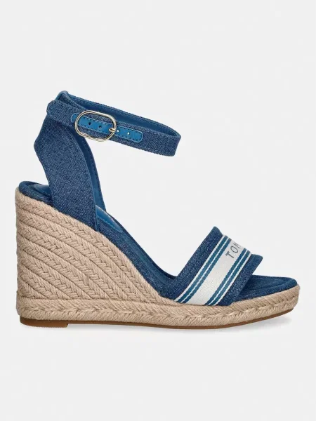Espadrile Tommy Hilfiger High Wedge Espad Webbing albastru