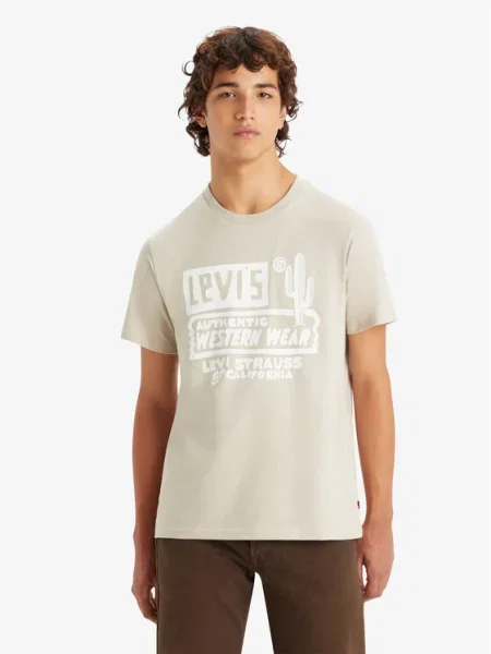 Тениска Levi's с принт бежово
