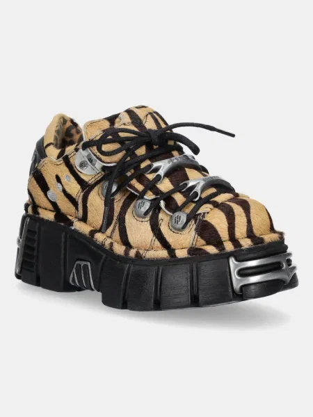 New Rock sneakers din piele PELO CEBRA bej