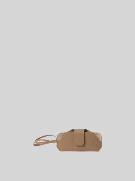Etui na okulary przeciwsłoneczne ze skóry Victoria Beckham beżowe