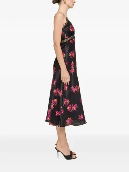 Rochie midi Nissa de mătase cu model floral cu imagine negru
