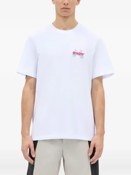 Tricou Msgm cu broderie alb
