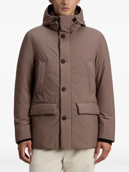 Geacă Woolrich cu glugă maro