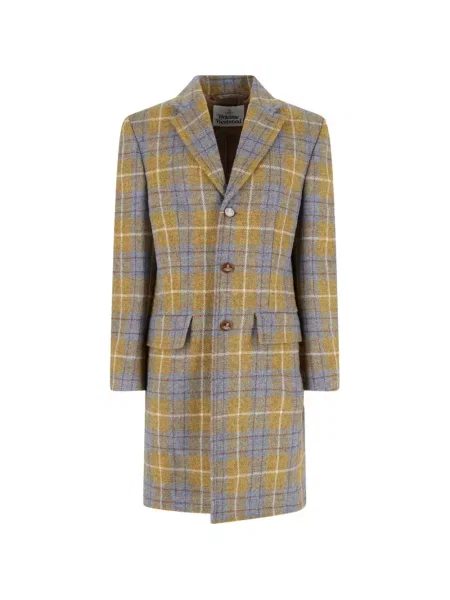 Palton Vivienne Westwood în carouri din tweed galben