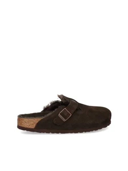 Klapki Birkenstock skórzane brązowe