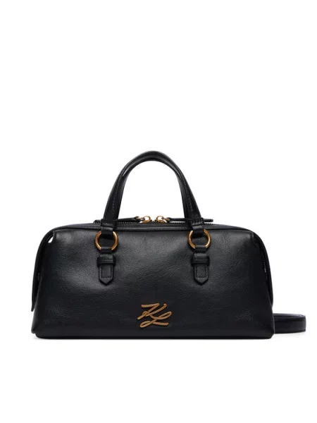Geanta crossbody Karl Lagerfeld din piele cu autograf negru