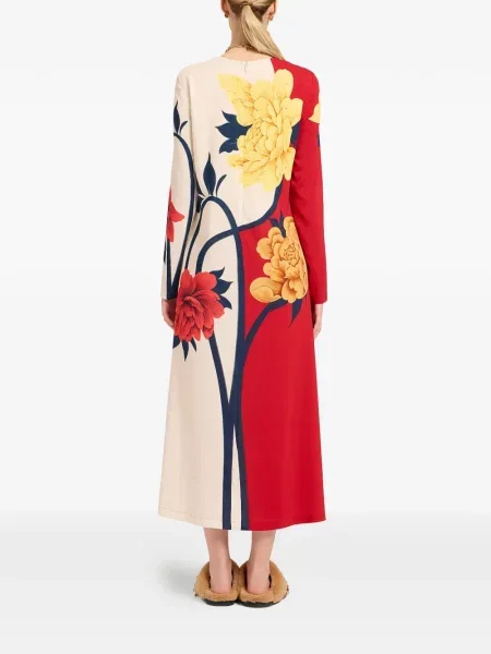 Rochie La Doublej cu model floral de costum roșu