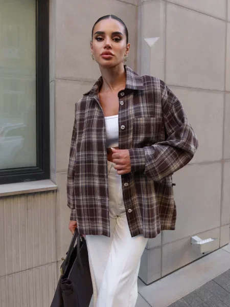 Рубашка Jadone Fashion коричневая