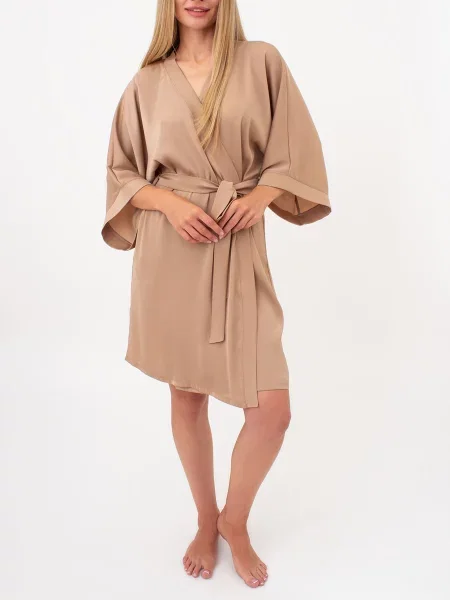 Халат Giulia шовк бежевий