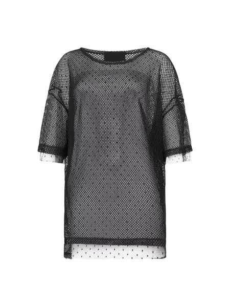 Przezroczysta koszulka Red Valentino z krótkim rękawem czarna
