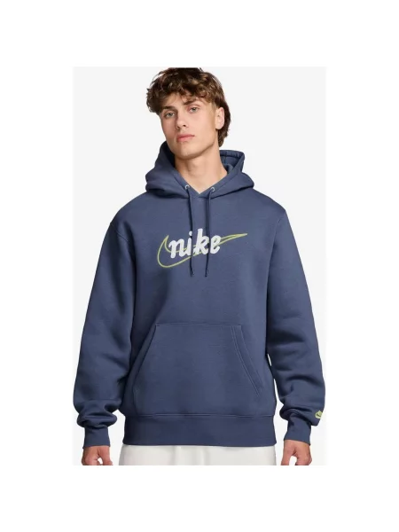 Bluza z kapturem Nike Sportswear Club Fleece Logo niebiesko limonkowa S szara