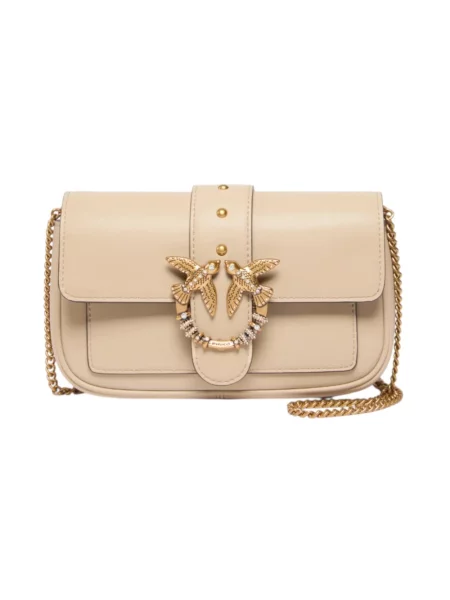 Pinko torebka crossbody skórzana beżowa