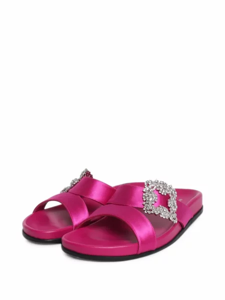 Sandale Manolo Blahnik bez pete sa kopčom ružičasta