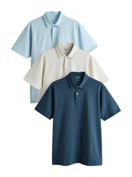Next Tricou ecru / bleumarin / deschis albastru