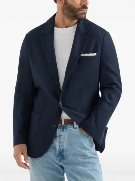 Μπλέιζερ Brunello Cucinelli κασμίρ τσέπες patch μπλε