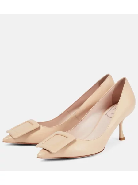 Kožené lodičky Roger Vivier béžová
