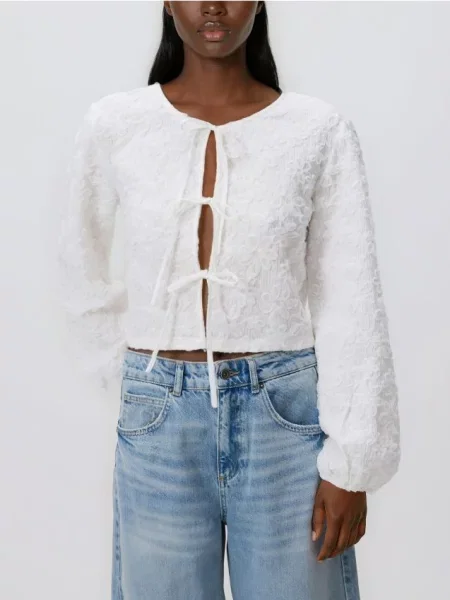 Reserved Bluză cu șnururi alb