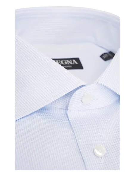 Риза Zegna на райета синьо