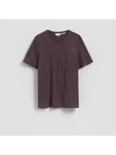Reserved Tričko regular fit se lnem hnědá