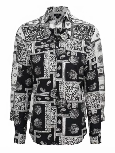 Radwa Cămașă Viscos floral pattern negru amestecat / amestacat alb