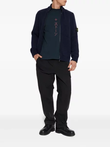Pulover Stone Island de lână cu strasuri albastru
