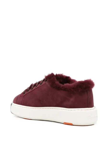 Sneakerși Santoni cu blană roșu