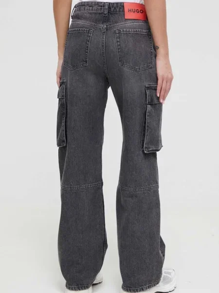 Džíny HUGO high waist šedé