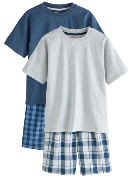 Next Pijamale bleumarin / azur / gri deschis alb