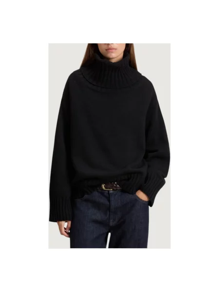 Sweter z golfem Woolrich wełniany czarny