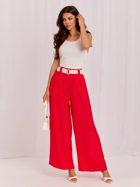 Pantaloni Rue Paris cu dungi roșu
