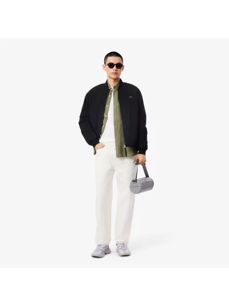 Lacoste Lniana Koszula Button-Down Regular Fit Khaki zielony