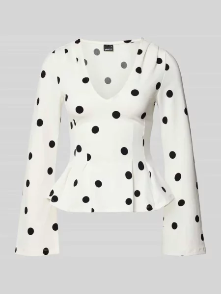 Bluzka z długim rękawem z dekoltem w serek Gina Tricot biała