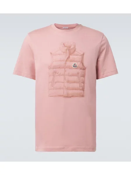 Tricou Moncler cu imagine din jerseu roz