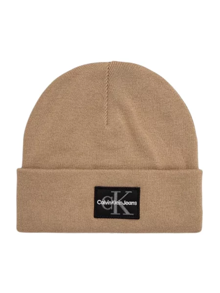 Dzianinowe jeansy Calvin Klein z grubej dzianiny beżowe