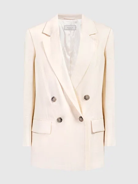 Жакет з льоном з люрексом Peserico бежевий