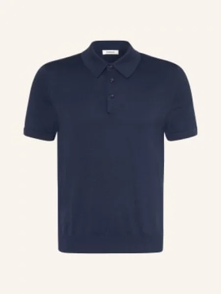 Sandro Dzianinowa Koszulka Polo Z Jedwabiem blau granatowa