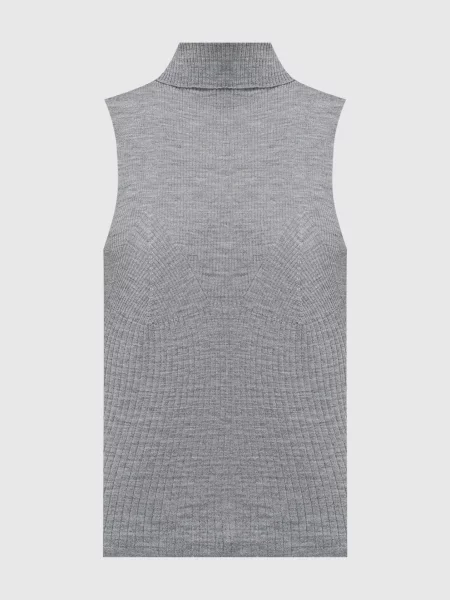 Гольф без рукавів з вовни в рубчик Ballantyne сірий