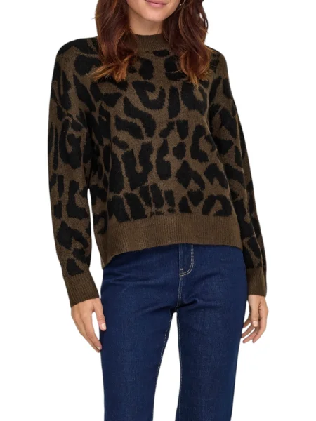 Pulover Jacqueline De Yong cu model leopard negru