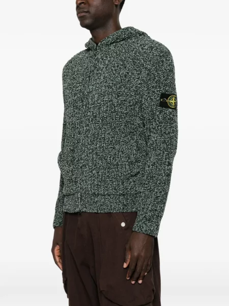 Hanorac cu glugă Stone Island cu strasuri verde